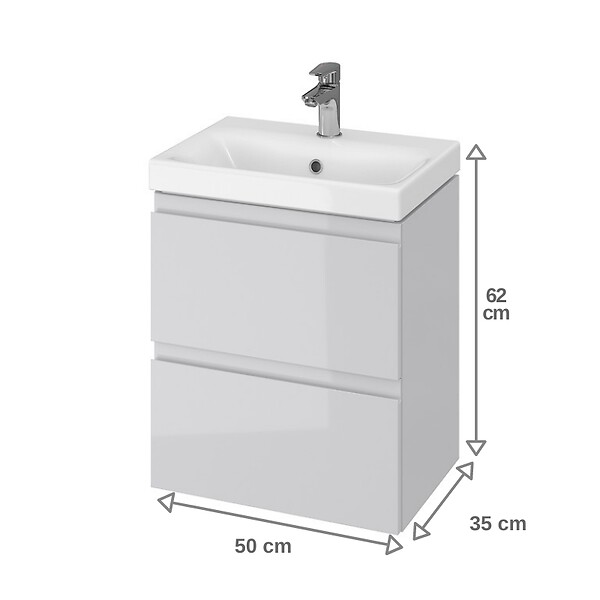 CERSANIT - Meuble salle de bain-50x35cm-Gain de place-Gris Clair-Moduo Slim - large