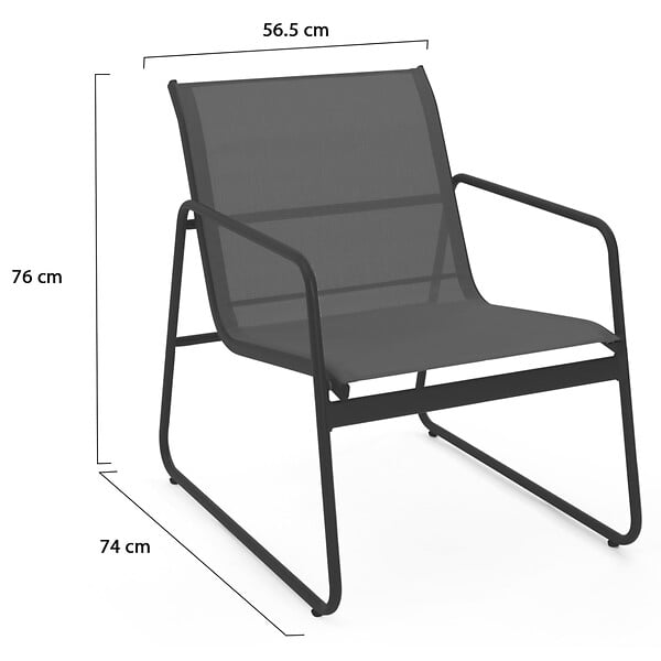ID MARKET - Salon de jardin bas MALAGA 6 places avec 2 canapés, fauteuils et table gris anthracite - large