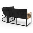 ID MARKET - Salon de jardin bas RIO 6 places salon d'angle structure métal et cordage effet rotin avec coussin noir - vignette