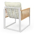 ID MARKET - Salon de jardin bas RIO 8 places salon d'angle structure métal blanc et cordage effet rotin avec coussins beiges - vignette