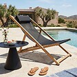OVIALA - Lot de 2 chiliennes en aluminium inclinable 4 positions noir - Palaos - vignette