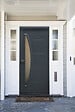 GD MENUISERIES - Porte d'entree acier Vitrée, LUNA gris anthracite RAL 7016, H215xL90 p, Droit Cotes Tableau - vignette