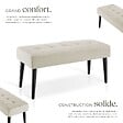 TECTAKE - banc rembourré motif matelassé scandinave en bouclé crème pieds acier 95x38x45cm confortable et élégant - vignette