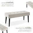 TECTAKE - banc rembourré motif matelassé en velours taupe pieds acier stable 95x38x45 cm - vignette