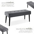 TECTAKE - banc rembourré en velours gris motif matelassé 95x38x45 cm charge 220 kg robustesse confort assise - vignette
