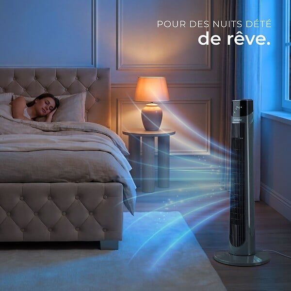 TECTAKE - Ventilateur colonne silencieux 3 modes 3 vitesses fonction oscillation 90° gris anthracite 32 x 93 cm - large