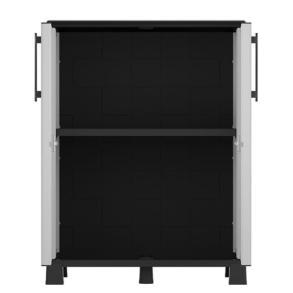 INTEC - Meuble de rangement 2 portes 2 Etagères Gris 68 x 37 x 90cm Armoire de rangement basse - large