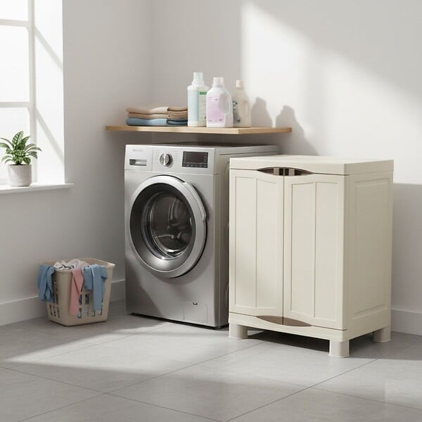 ARTPLAST - Armoire Exterieur Interieur Beige 70 x 47 x 97cm Charge 50kg max - Armoire Garage Buanderie Terrasse Jardin - large