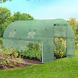 ID MARKET - Serre de jardin tunnel 6m² 3 x 2 x 2 m acier galvanisé + bâche anti-UV avec porte et fenêtres ROMA verte toutes saisons - vignette