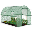 ID MARKET - Serre de jardin tunnel 6m² 3 x 2 x 2 m acier galvanisé + bâche anti-UV avec porte et fenêtres ROMA verte toutes saisons - vignette