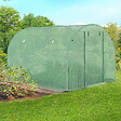 ID MARKET - Serre de jardin tunnel 6m² 3 x 2 x 2 m acier galvanisé + bâche anti-UV avec porte et fenêtres ROMA verte toutes saisons - vignette