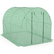 ID MARKET - Serre de jardin tunnel 6m² 3 x 2 x 2 m acier galvanisé + bâche anti-UV avec porte et fenêtres ROMA verte toutes saisons - vignette