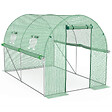 ID MARKET - Serre de jardin tunnel 6m² 3 x 2 x 2 m acier galvanisé + bâche anti-UV avec porte et fenêtres ROMA verte toutes saisons - vignette