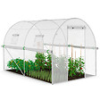 ID MARKET - Serre de jardin tunnel 6m² 3 x 2 x 2 m acier galvanisé + bâche anti-UV avec porte et fenêtres ROMA blanche toutes saisons - vignette