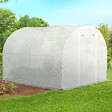 ID MARKET - Serre de jardin tunnel 6m² 3 x 2 x 2 m acier galvanisé + bâche anti-UV avec porte et fenêtres ROMA blanche toutes saisons - vignette
