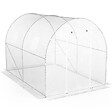 ID MARKET - Serre de jardin tunnel 6m² 3 x 2 x 2 m acier galvanisé + bâche anti-UV avec porte et fenêtres ROMA blanche toutes saisons - vignette