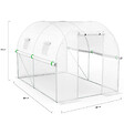 ID MARKET - Serre de jardin tunnel 6m² 3 x 2 x 2 m acier galvanisé + bâche anti-UV avec porte et fenêtres ROMA blanche toutes saisons - vignette