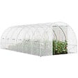 ID MARKET - Serre de jardin tunnel 18m² 6 x 3 x 2 m acier galvanisé + bâche anti-UV avec porte et fenêtres CRIMÉE blanche - vignette