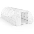 ID MARKET - Serre de jardin tunnel 18m² 6 x 3 x 2 m acier galvanisé + bâche anti-UV avec porte et fenêtres CRIMÉE blanche - vignette