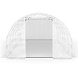 ID MARKET - Serre de jardin tunnel 18m² 6 x 3 x 2 m acier galvanisé + bâche anti-UV avec porte et fenêtres CRIMÉE blanche - vignette