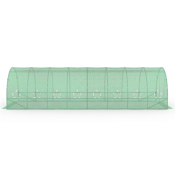 ID MARKET - Serre de jardin tunnel 24m² 8 x 3 x 2 m acier galvanisé + bâche anti-UV avec porte et fenêtres DES ANDES verte - large