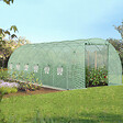 ID MARKET - Serre de jardin tunnel 18m² 6 x 3 x 2 m acier galvanisé + bâche anti-UV avec porte et fenêtres CRIMÉE verte - vignette