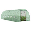 ID MARKET - Serre de jardin tunnel 18m² 6 x 3 x 2 m acier galvanisé + bâche anti-UV avec porte et fenêtres CRIMÉE verte - vignette