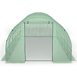 ID MARKET - Serre de jardin tunnel 18m² 6 x 3 x 2 m acier galvanisé + bâche anti-UV avec porte et fenêtres CRIMÉE verte - vignette