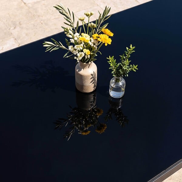 OVIALA - Table de jardin en aluminium 8 places 180 cm gris anthracite - Ajaccio - large