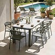 OVIALA - Table de jardin aluminium 213x90 cm et 8 chaises textilène vert - Nocera - vignette