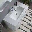 KIAMAMI VALENTINA - Meuble De Salle De Bains Suspendu 90Cm 2 Tiroirs Blanc Brillant, Miroir Avec Lampe | Benaco - vignette