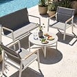OVIALA - Salon de jardin 4 places en aluminium blanc - Leki - vignette