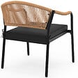 ID MARKET - Salon de jardin bas MADEIRA 4 places structure en métal noir, cordage et coussins noirs - vignette
