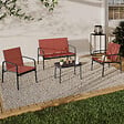 ID MARKET - Salon de jardin bas TOLEDE 4 places avec canapé, fauteuils et table terracotta - vignette