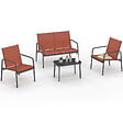ID MARKET - Salon de jardin bas TOLEDE 4 places avec canapé, fauteuils et table terracotta - vignette