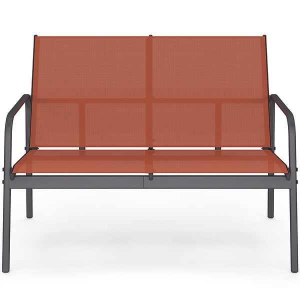 ID MARKET - Salon de jardin bas TOLEDE 4 places avec canapé, fauteuils et table terracotta - large