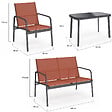 ID MARKET - Salon de jardin bas TOLEDE 4 places avec canapé, fauteuils et table terracotta - vignette