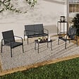 ID MARKET - Salon de jardin bas TOLEDE 4 places avec canapé, fauteuils et table gris anthracite - vignette