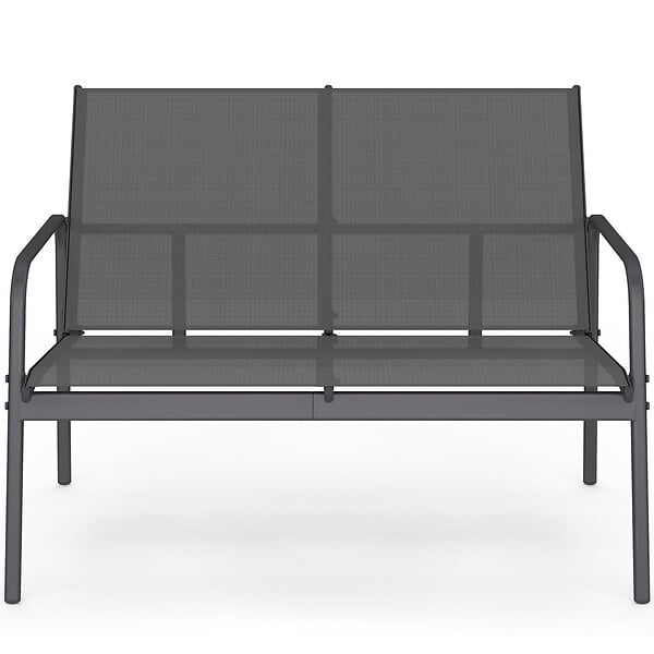ID MARKET - Salon de jardin bas TOLEDE 4 places avec canapé, fauteuils et table gris anthracite - large