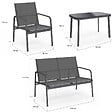 ID MARKET - Salon de jardin bas TOLEDE 4 places avec canapé, fauteuils et table gris anthracite - vignette