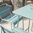 OVIALA - Ensemble table de bar et 2 chaises hautes en métal turquoise - Palavas - vignette