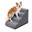 VOUNOT - Escalier pour chien et chat en mousse haute densite et housse lavable 72x40x50cm gris - vignette