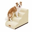 VOUNOT - Escalier pour chien et chat en mousse haute densite et housse lavable 72x40x50cm beige - vignette
