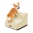 VOUNOT - Escalier pour chien et chat en mousse haute densite et housse lavable 40x40x30cm beige - vignette