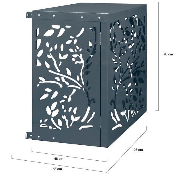 ID MARKET - Cache climatiseur en métal gris anthracite LIS protection unité extérieur 95 x 50 x 80 cm - large