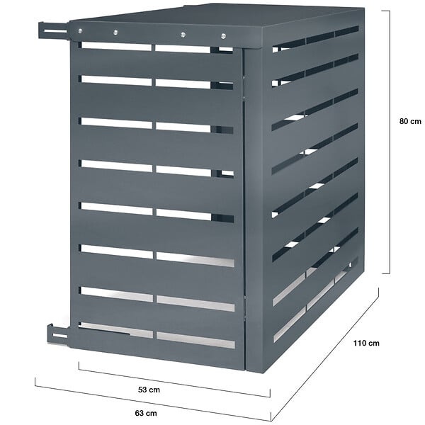 ID MARKET - Cache climatiseur 110 x 55 x 80 cm métal gris anthracite protection unité extérieure pour pompe à chaleur - large