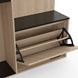 ID MARKET - Vestiaire d'entrée rangement chaussures avec miroir et étagères MAHAUT 1 porte effet bois et noir - vignette