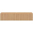 ID MARKET - Meuble TV 140 cm suspendu JULIETTE 2 portes lattes tasseau bois coloris chêne - vignette
