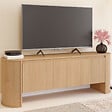 ID MARKET - Meuble TV 140 cm DIVIA 3 portes façon hêtre design arrondi - vignette
