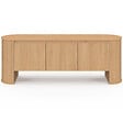 ID MARKET - Meuble TV 140 cm DIVIA 3 portes façon hêtre design arrondi - vignette